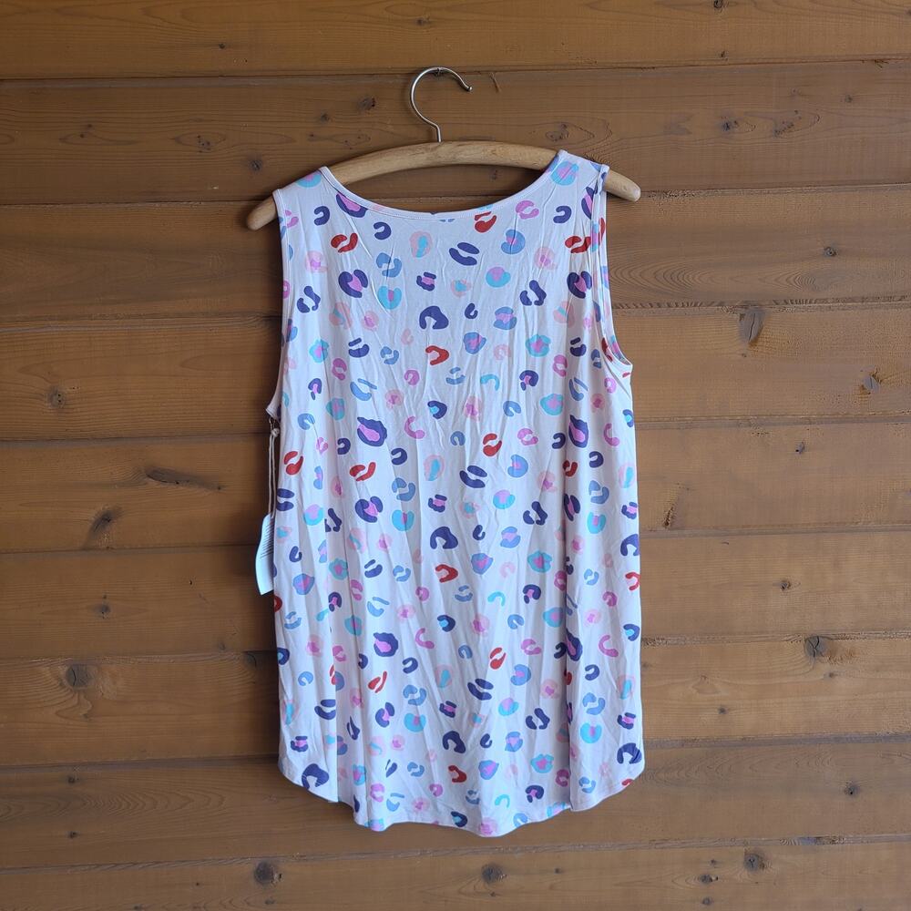 Grace & Lace Tank Top Leopard Pocket Tee Soft NWT Large Rainbow Shirt Summer - Picture 3 of 5